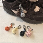 DIY装 新款 花高级感扣件德训鞋 挂件鞋 饰配件 MIU系编织皮革排球鞋