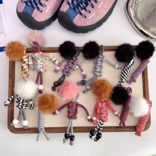 适配科恩miu系鞋花diy毛球ins风小众煤球手工编绳结可拆卸装饰扣