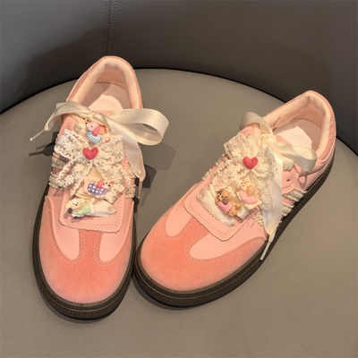 韩国爱心蕾丝蝴蝶结小狗鞋带扣