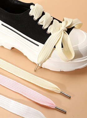 适配檀健次同款开口笑鞋带加宽白色黑色2.2cm金属头面包鞋宽鞋绳