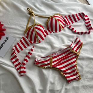 品牌斷碼 分體泳衣女三點(diǎn)式 性感辣妹比基尼海邊度假溫泉泳裝 折扣