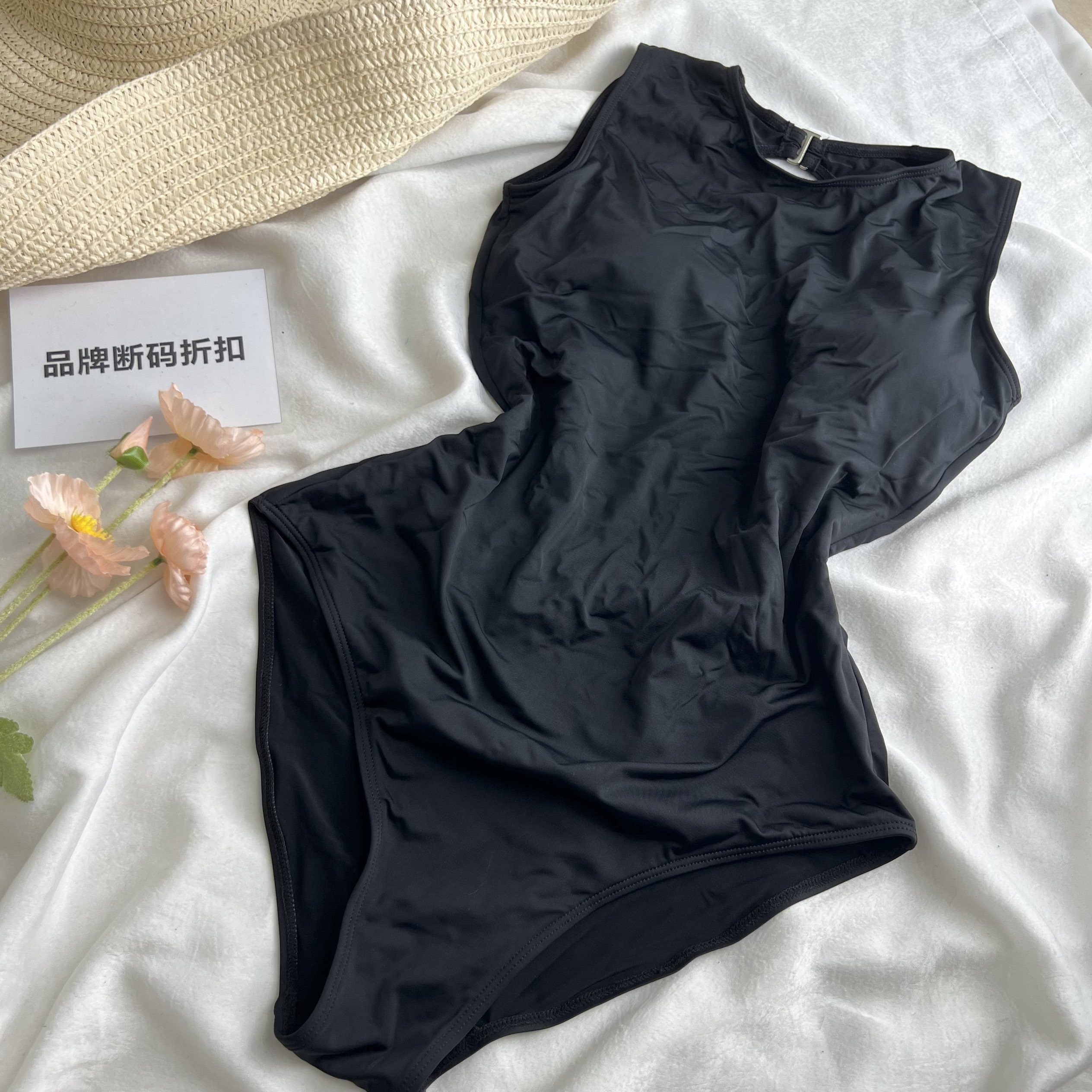 品牌断码折扣】专业泳衣保守遮肉露背小胸聚拢连体修身泳装游泳馆
