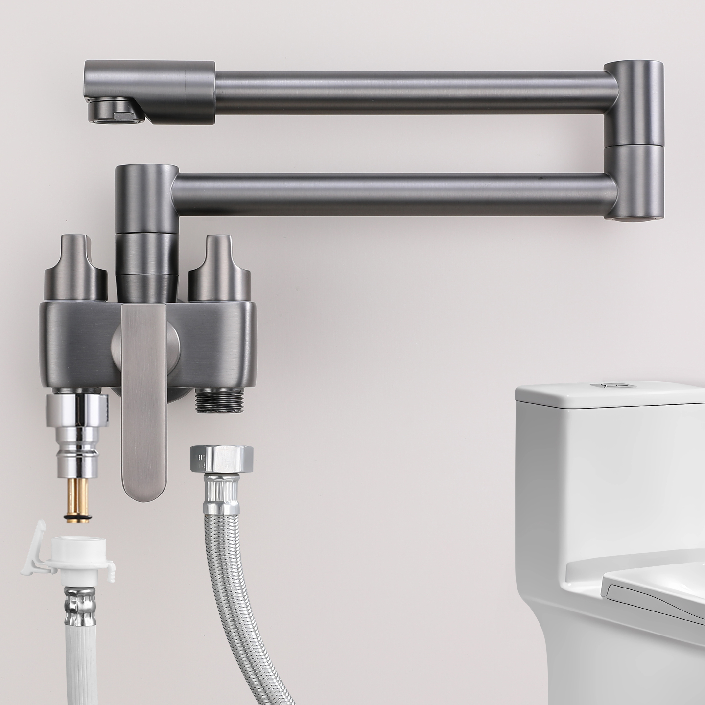 加长折叠水龙头拖把池一进三出三控三通分水阀接洗衣机扫地机器人