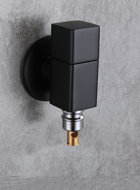 洗衣机水龙头46分螺纹止水防脱通用黑色全铜方形超短省空间拖把池