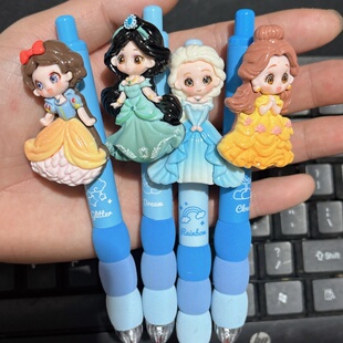 刷题笔高颜值ins风少女心中性笔艾莎公主玩偶挂件笔白雪冰雪奇缘,