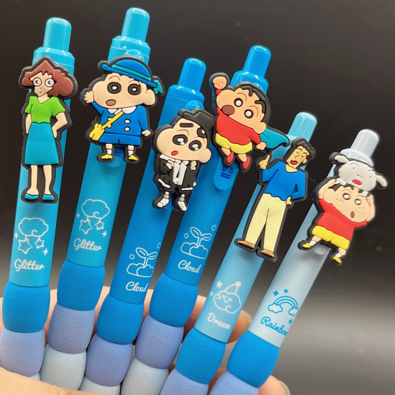 新款蜡笔小新中性笔黑色速干笔