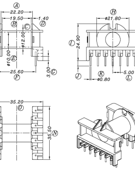 ETD29高频变压器骨架卧式7+7针有配套磁芯销售