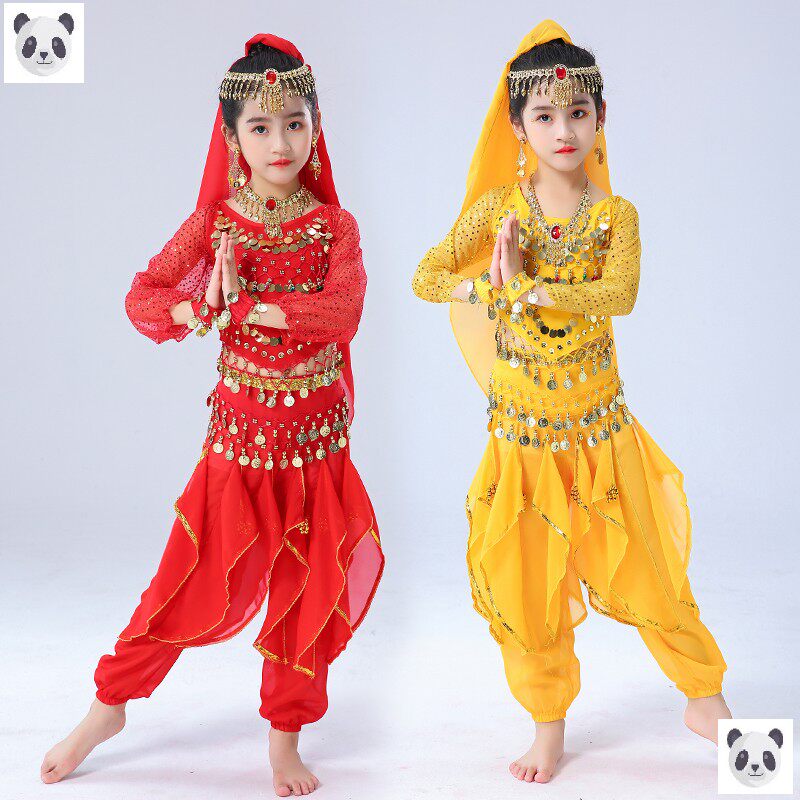 一新款少女舞蹈肚皮舞女童服装演出服民族舞儿童天竺幼儿园六印度