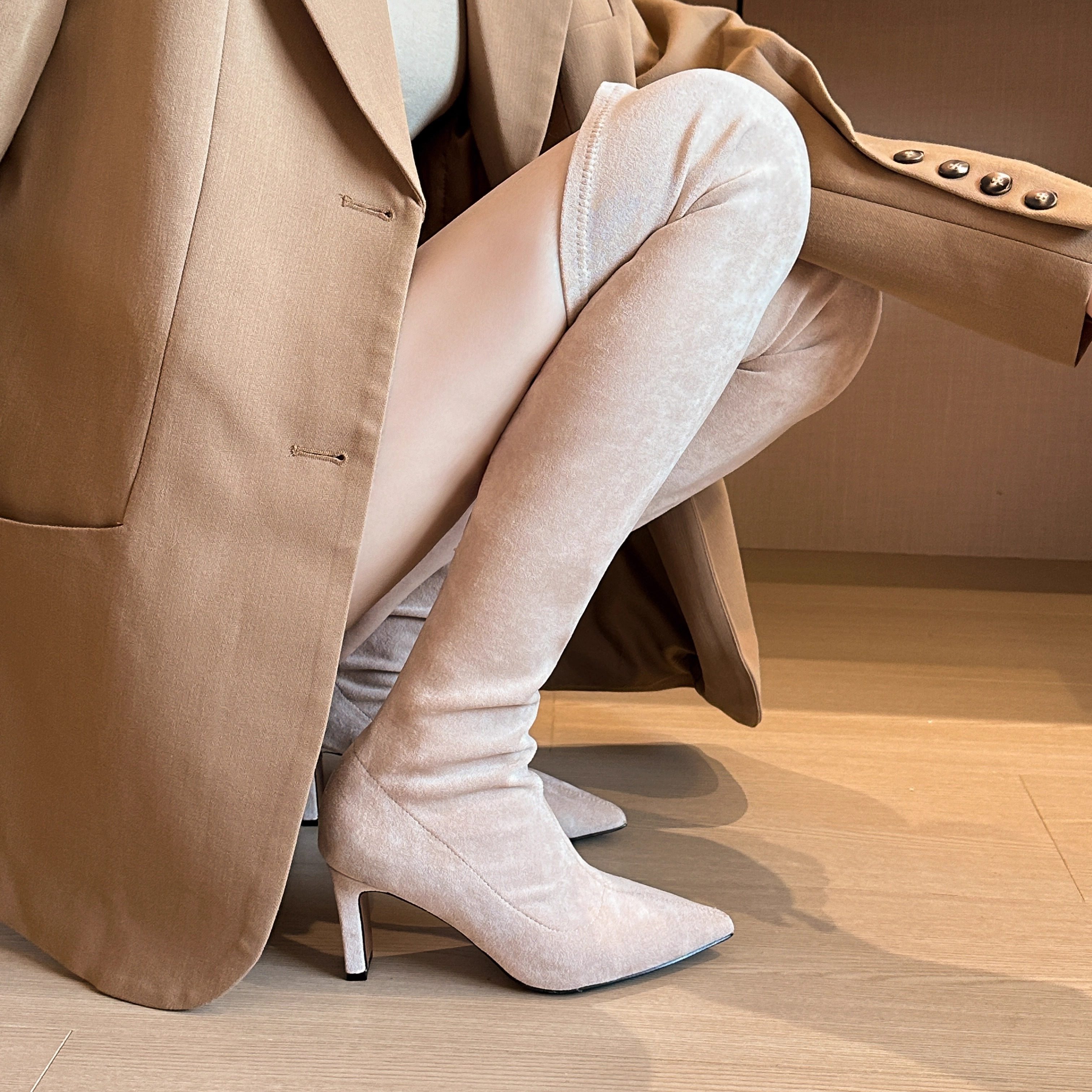 jcec高跟弹力瘦瘦靴高跟长靴