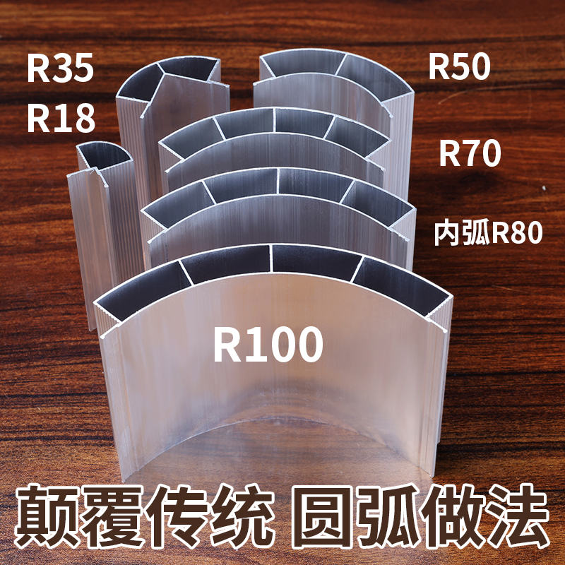 铝合金圆弧填充条全屋定制四分之一弧形柜门转角衣柜内衬模造型板