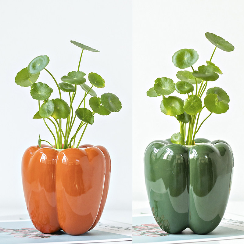 创意辣椒花瓶水养绿萝水培花盆陶瓷柿柿如意北欧客厅桌面装饰摆件