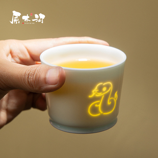 景德镇手工陶瓷玲珑主人杯十二生肖影青中式品茗个人送礼茶杯定制