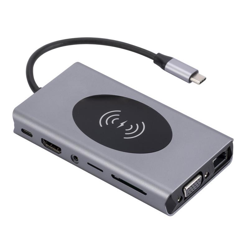 Type-c拓展坞13合1转HDMI千兆网口PD支持无线充电HUB拓展坞集线器