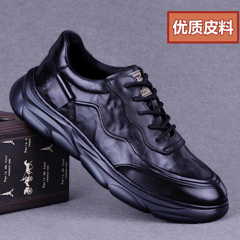 男鞋夏季透气2025新款跑步运动鞋子潮鞋英伦商务男士休闲 皮鞋真