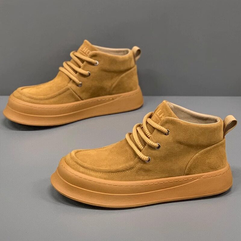 马丁靴男款中帮冬季加绒2025新款高帮翻毛皮鞋男士工装短靴子真皮