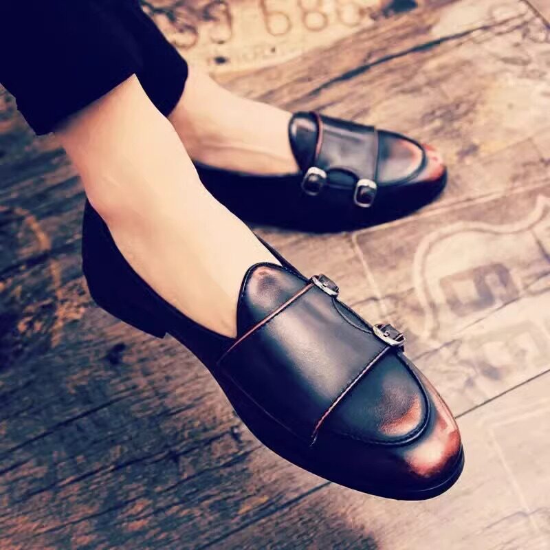 男鞋2025新夏季透气滑上懒人面包豆豆鞋英国商务男士休闲皮鞋