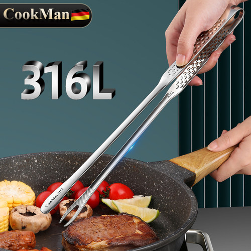 韩式316L不锈钢烤肉夹子叉夹一体