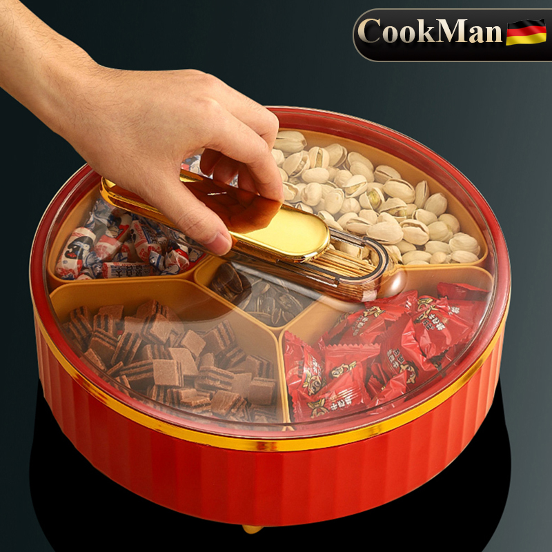 旋转果盘新年瓜子零食糖果收纳盒