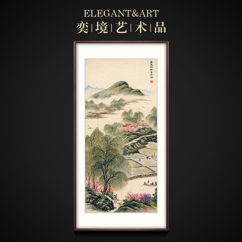 奕境新中式玄关装饰画入户过道走廊山水国画挂画 春风杨柳万千条