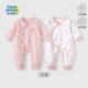 纯棉初生宝宝系带哈衣家居服爬服春装 婴儿连体衣春秋款 2件装