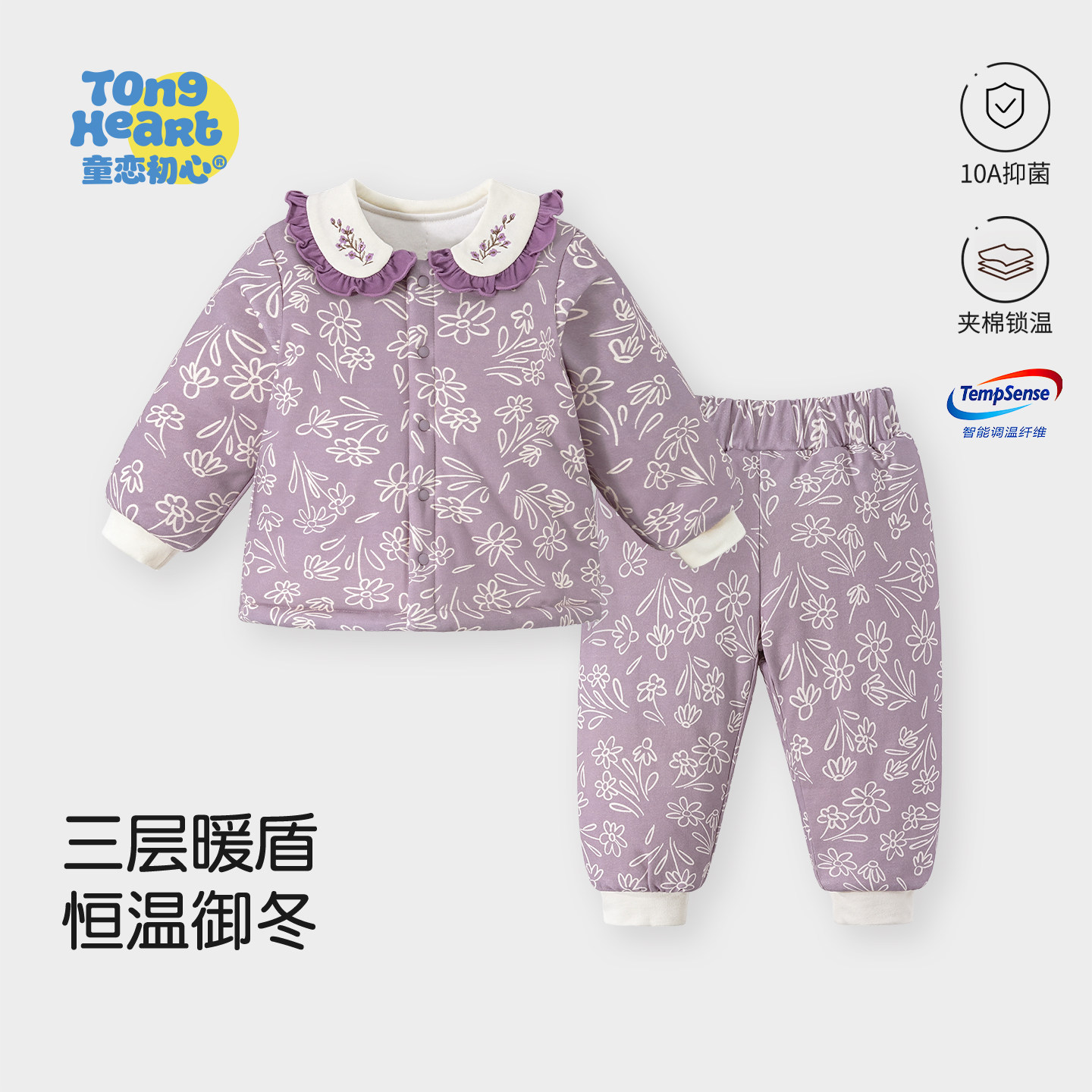 女宝宝棉衣套装冬季婴儿保暖衣服棉裤加厚夹棉儿童棉服恒温棉冬装