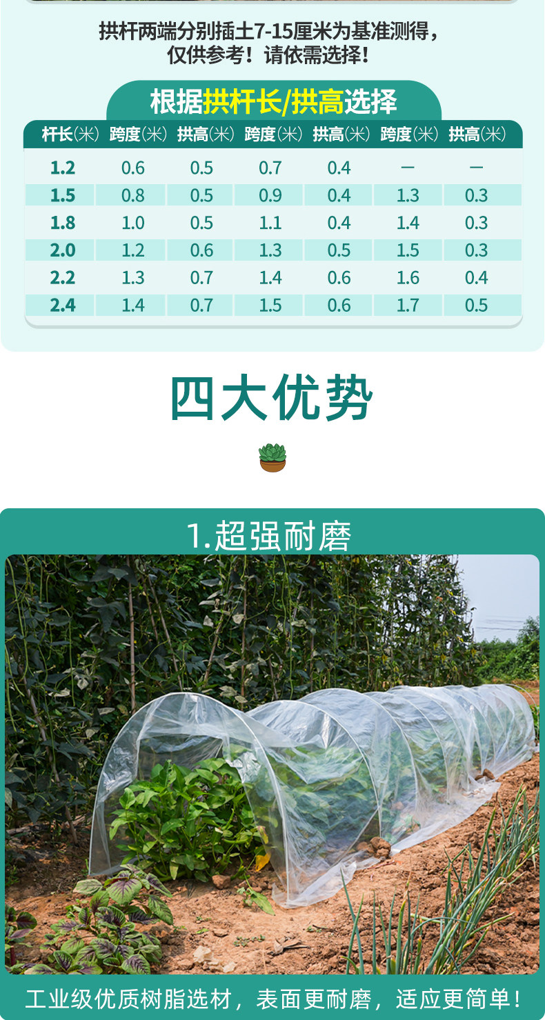新型小拱棚支架实心玻璃纤维杆棒大棚塑料养殖骨架农家用菜棚支架
