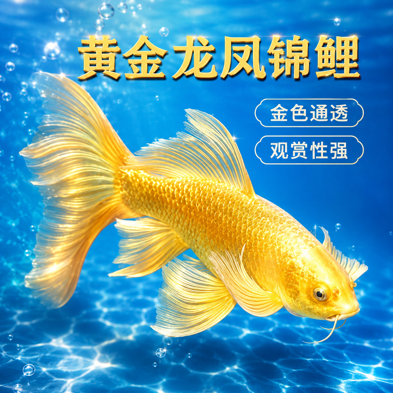 纯种黄金龙凤锦鲤长尾锦鲤活体观赏鱼草金锦鲤鱼淡水冷水金鱼好养