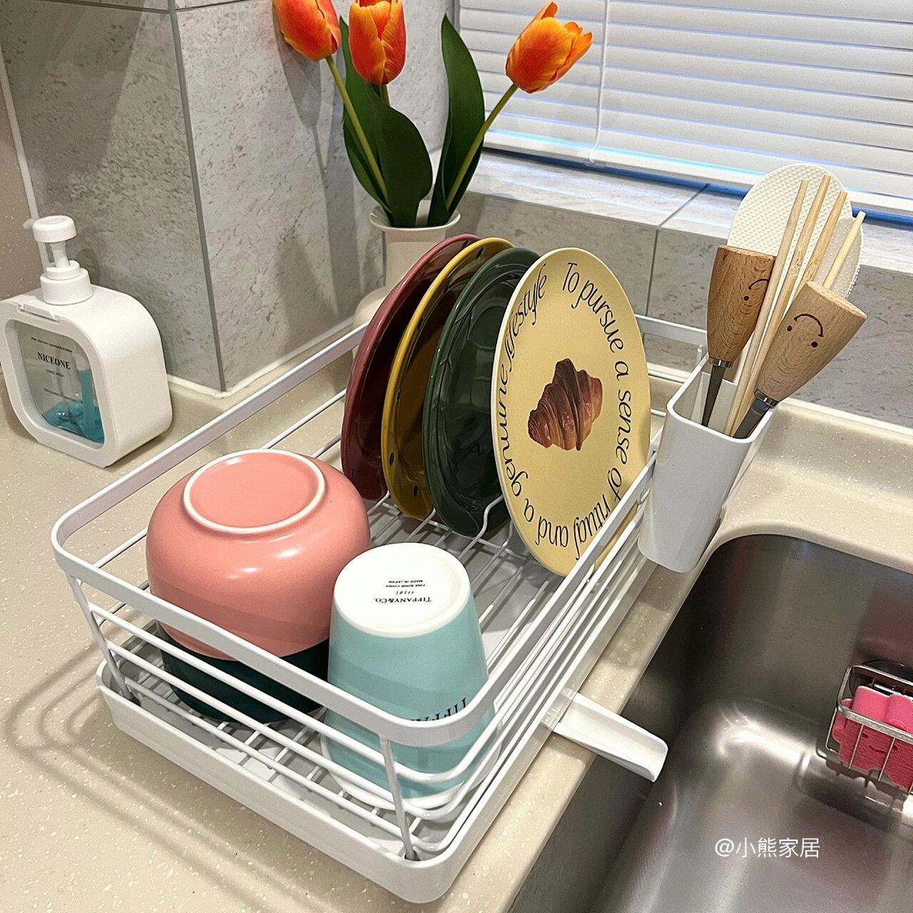 日式碗碟收纳架餐盘碗盘碗筷滤水收纳盒小型厨房放碗架沥水碗架