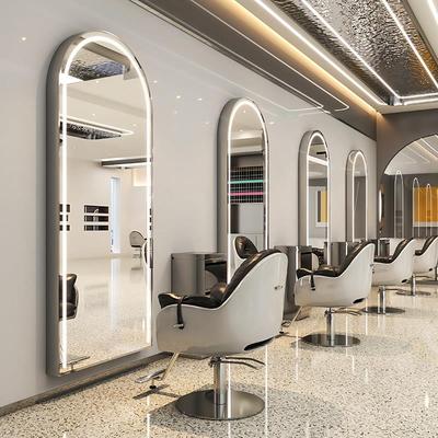 网红双面理发店镜子发廊专用美发店镜台剪发镜带灯单面落地镜潮店