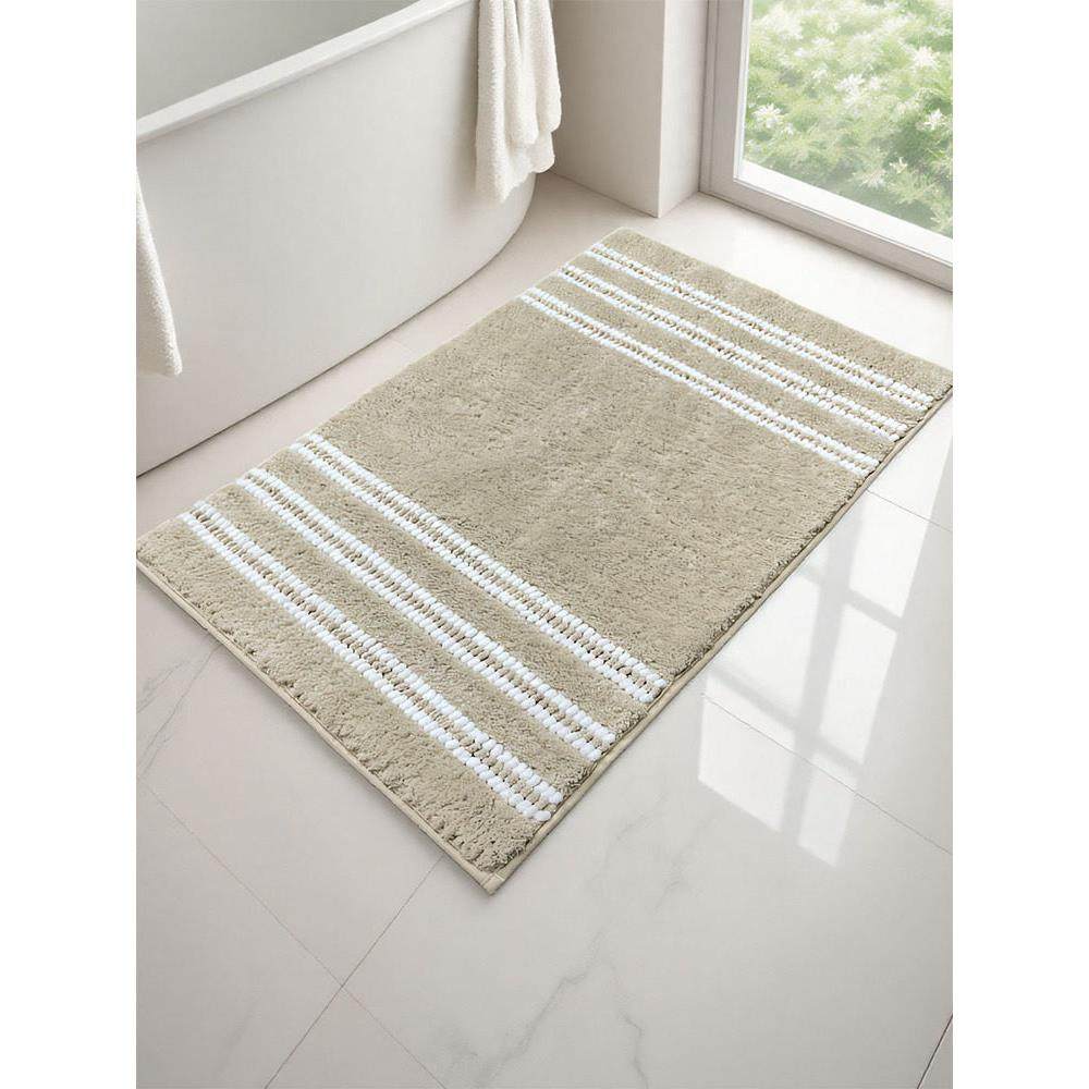 浴室地垫吸水防滑卫生间门脚垫家用防滑耐脏地毯可机洗雪尼尔条纹