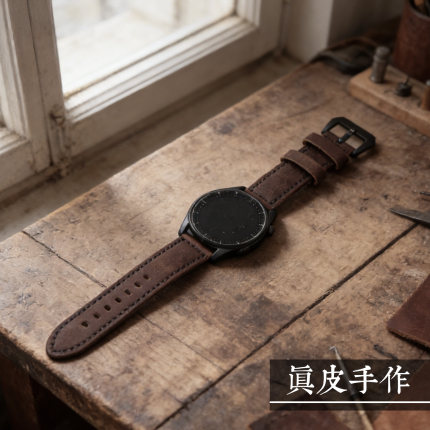 复古手工磨砂真皮工装适用华为gt6表带男植鞣皮watch5手表腕带