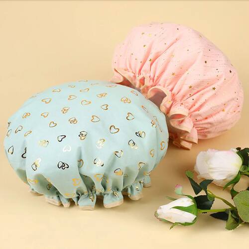 Shower Caps Waterproof  Bathing Cap for Women Donuts for Hai