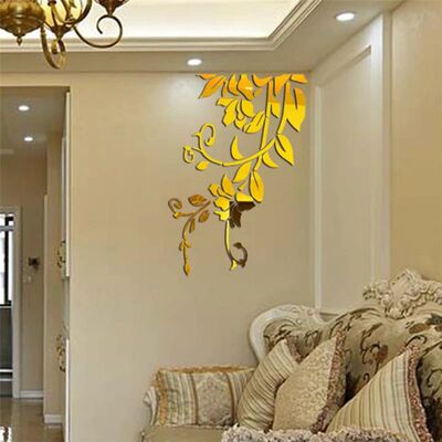3D DIY Plant Pattern Mirror Wall Sticker Removable Acrylic A