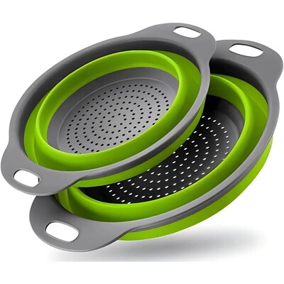 Green Single-Piece Collapsible Silicone Strainer - Multi-Pur