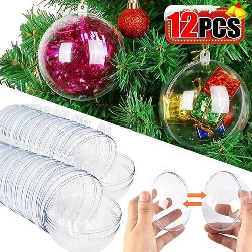 1/12Pcs 5-10cm Hollow Balls DIY Plastic Transparent Fillable