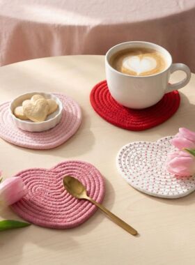 4 Pcs Love Heart Shaped Hot Pads, Heat Resistant Trivets for