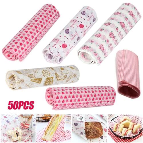 50sheets of disposable oil-resistant wax paper, used for pac