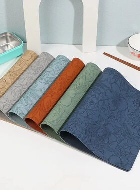 Camellia patterned PVC leather dining mat,waterproof and oil
