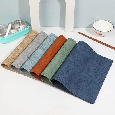 Camellia patterned PVC leather dining mat,waterproof and oil