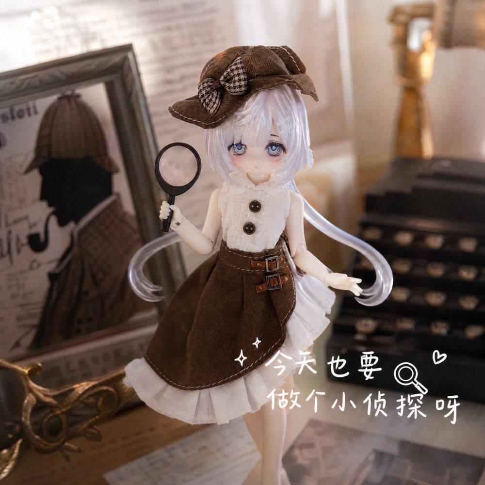 新款bjd八分娃衣12分ob11原创手工娃衣米甜3尺素衣服焦糖小侦探