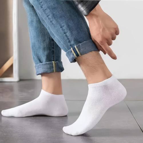 5 Pairs of Black, White, and Gray Socks, Moisture Absorbing