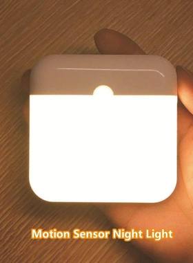 LED Motion Sensor Night Light USB Night Lamp Square Chargeab