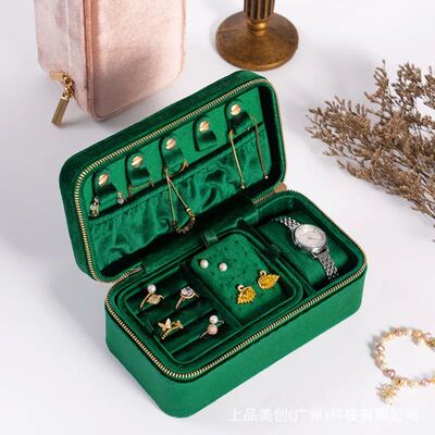 Premium Velvet Jewelry Organizer Travel Storage Box for Watc