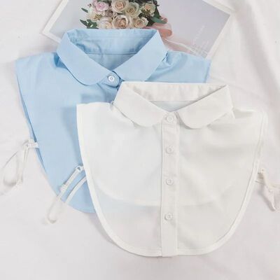 Women's Spring Fall Cotton White Vertical Small Flip Collar
