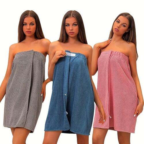 1/2pcs Women's Microfiber Bath Gowns Strapless Bath Robes Be