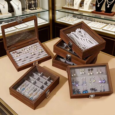 1pc stackable jewelry storage box with transparent windows,