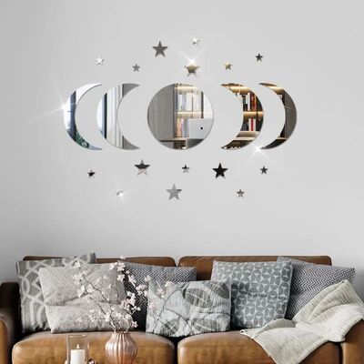 20pcs Acrylic Star Moon Shape Wall Sticker Lenses for Wall D