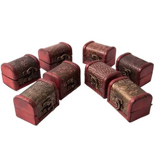 Hot Wooden Vintage Treasure Chest Wood Jewellery Storage Box