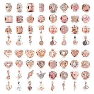 New 925 Sterling Silver Plated Rose Gold Dangle Charms Fit 9
