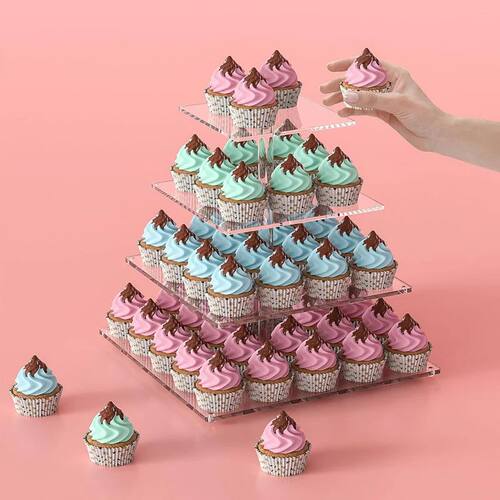 1Set Acrylic Cake Rack Square Dessert Stand Detachable Buffe